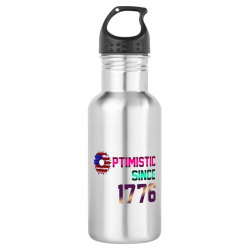 Optimistic since 1776 United States Flag 4th July Stainless Steel Water Bottle