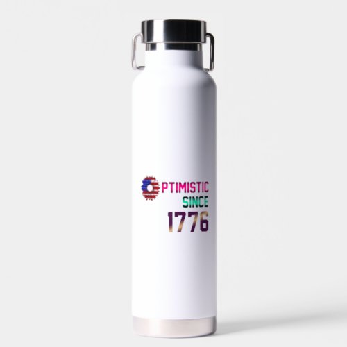 Optimistic since 1776 United States Flag 4th July Water Bottle