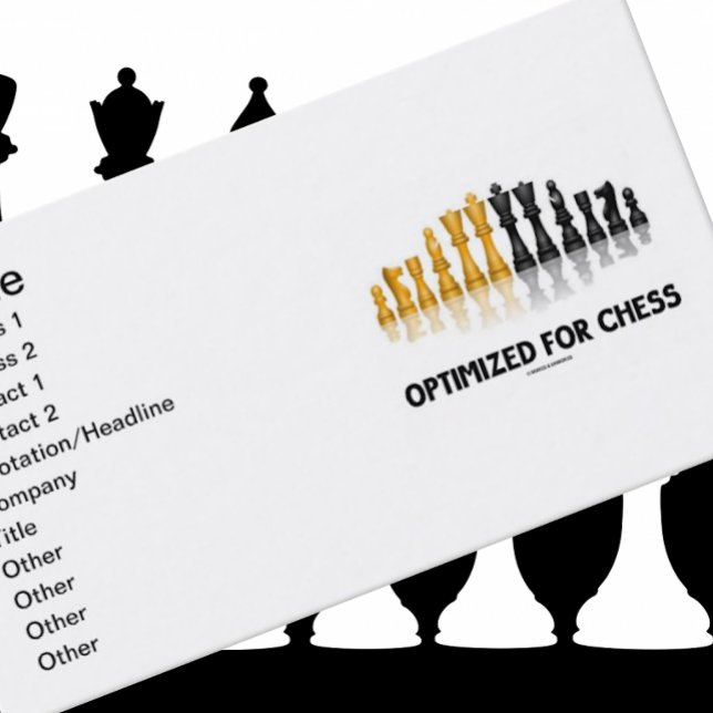 Optimized For Chess (Reflective Chess Set) Business Card (Business card for any chess player who is "Optimized For Chess")