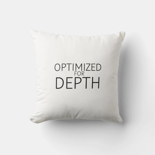 Optimized For Depth Minimalist Industrial Throw Pillow (Front)