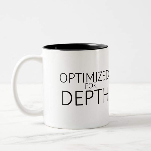 Optimized For Depth Minimalist  Two-Tone Coffee Mug (Left)