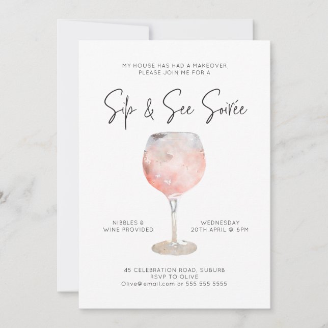 Option 1: Sip & See Soiree  Invitation (Front)
