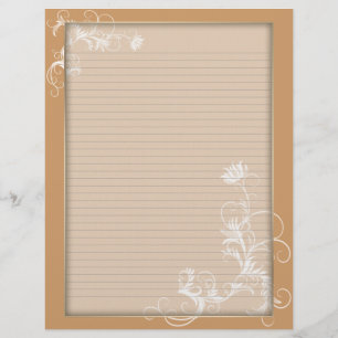 Optional Line Letterhead White Floral Orange Frame