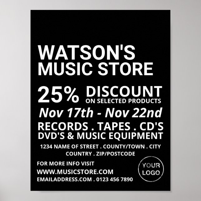 Optional Logo, Music Store Advertising Poster (Front)