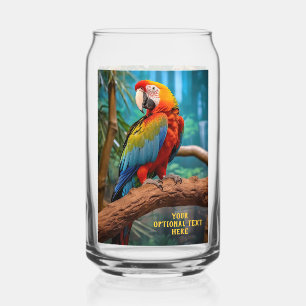 Optional Text Colorful Parrots Can Glass