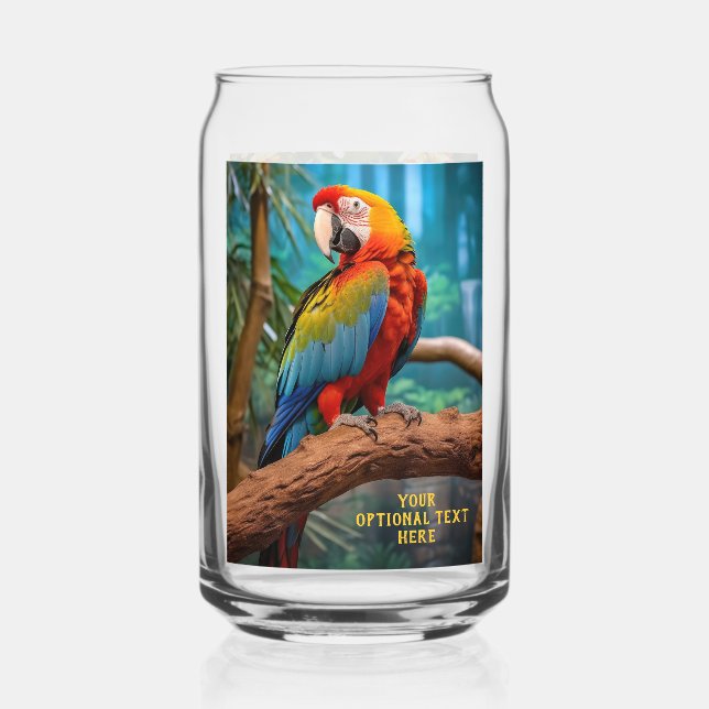 Optional Text Colorful Parrots Can Glass (Front)