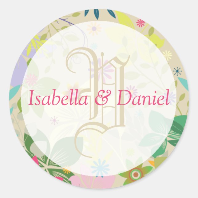 Optional Text Colors To Customize Monogram Sticker (Front)