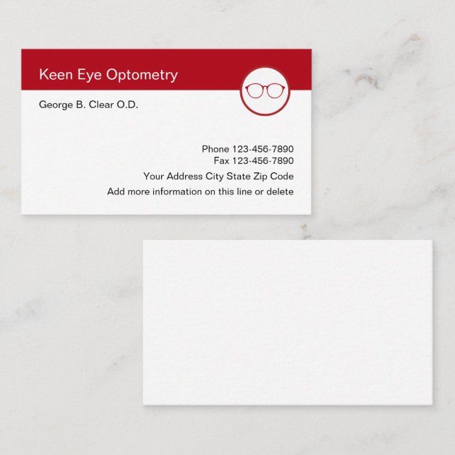 Optometrist And Eywear Design Business Card (Front/Back)