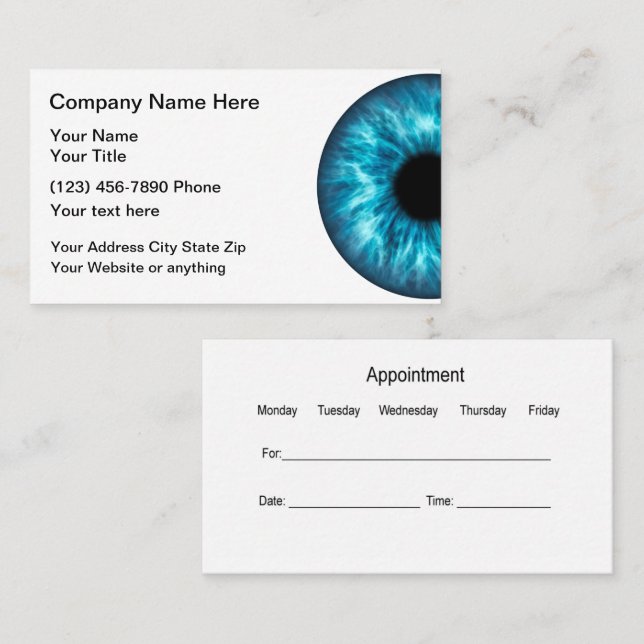 Optometrist Appointment Card For An Eye Doctor (Front/Back)