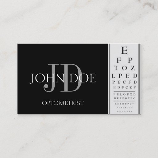 Customizable Optometrist Chart Black Business Cards