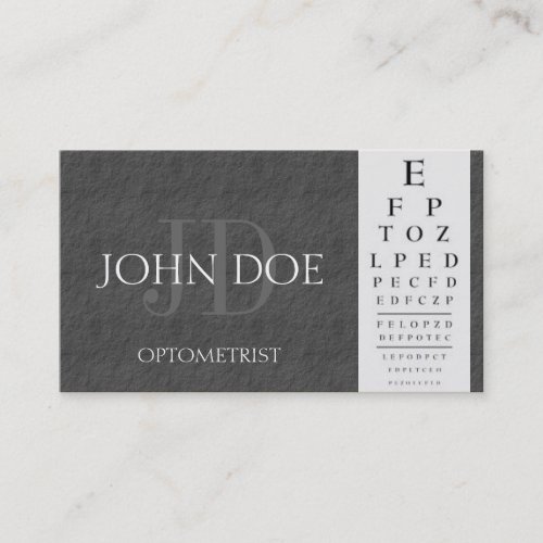 Optometrist Chart Dark Grey Slate Stone Business Card Template