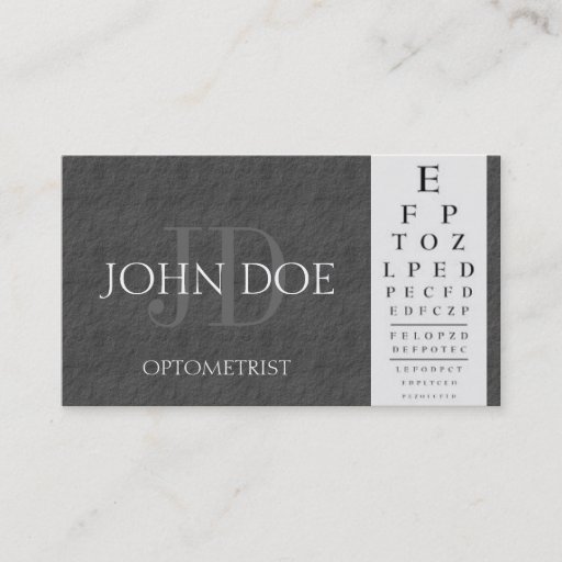 Customizable Optometrist Chart Dark Grey Slate Stone Business Card Template