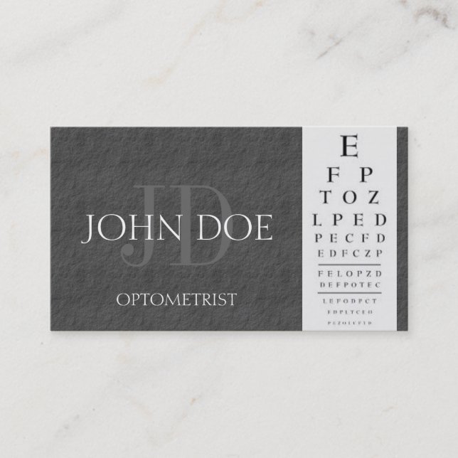 Optometrist Chart Dark Grey Slate Stone Business Card (Front)