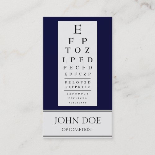 Optometrist Chart Stripes Navy Business Card Templates