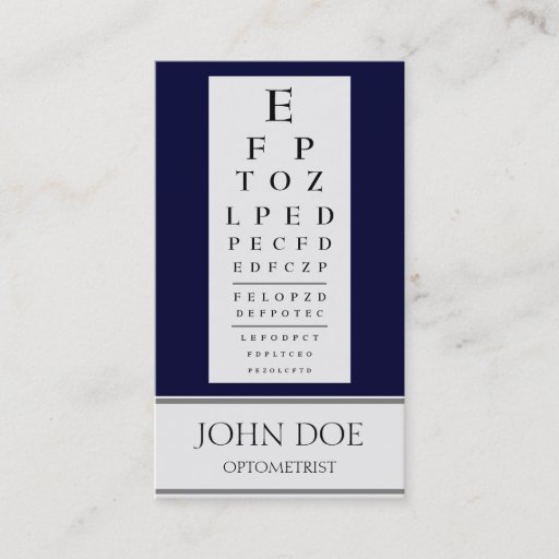 Customizable Optometrist Chart Stripes Navy Business Card Templates