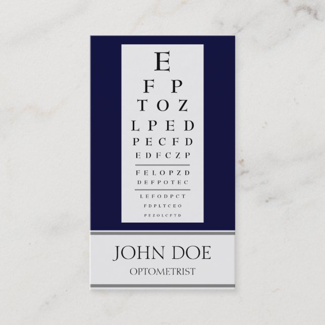 Optometrist Chart Stripes Navy Business Card (Front)