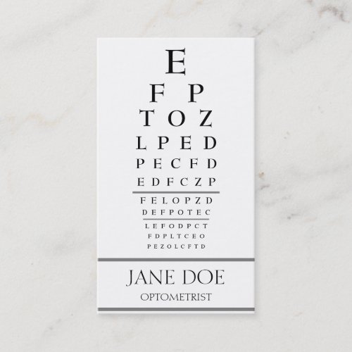 Optometrist Chart Stripes White Business Card