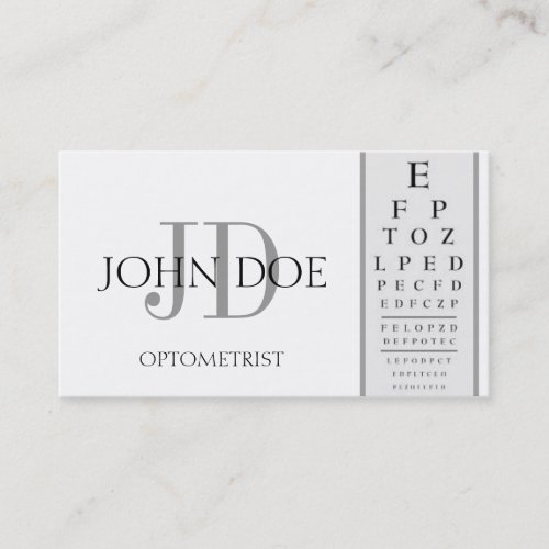 Optometrist Chart White Business Card Templates