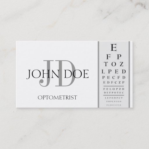 Customizable Optometrist Chart White Business Card Templates