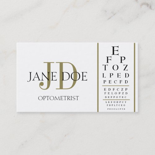 Optometrist Chart White/Gold Stripes Business Cards