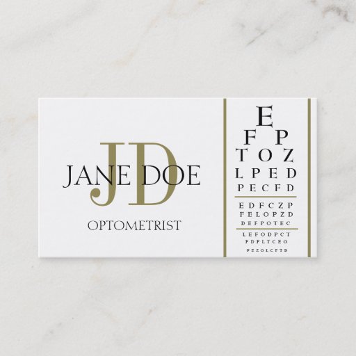 Customizable Optometrist Chart White/Gold Stripes Business Cards