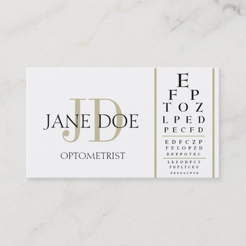 Optometrist Chart White/Tan Stripes Business Card Templates