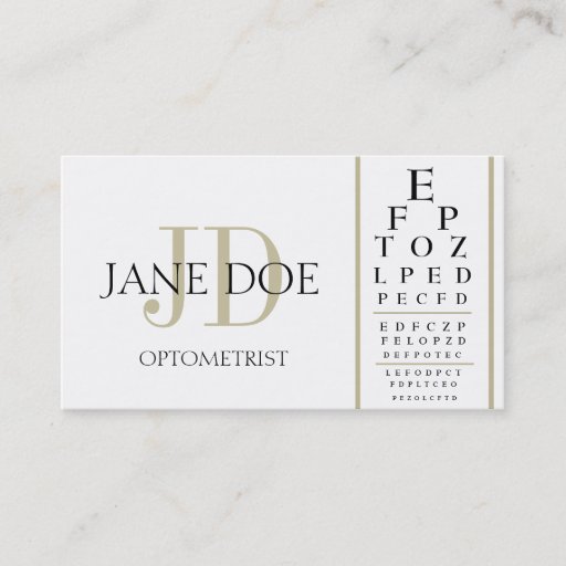 Customizable Optometrist Chart White/Tan Stripes Business Card Templates