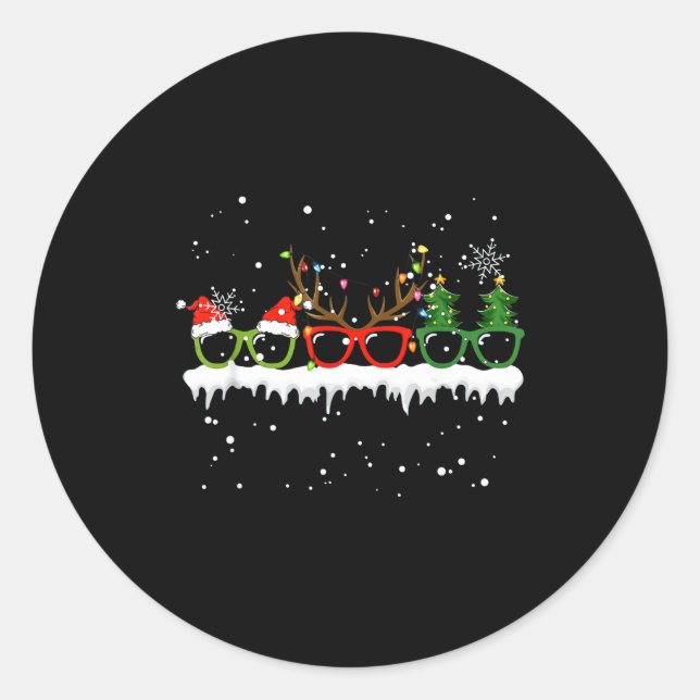 Optometrist Christmas Tree Gles Costume Santa Opto Classic Round Sticker (Front)