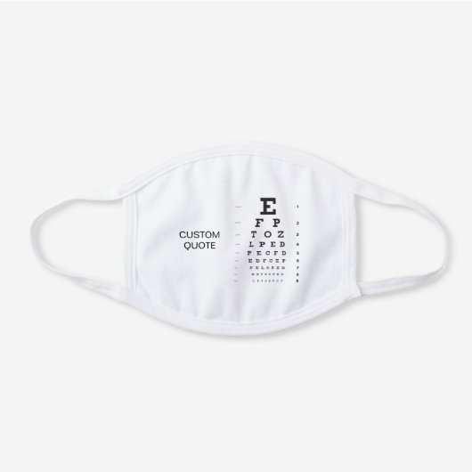 Optometrist Custom Eye Chart White Cotton Face Mask (Front)
