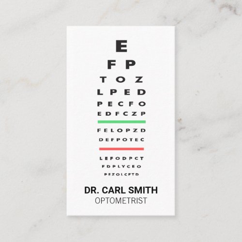 Optometrist  Doctor  Eye Exam Chart Appointment Card