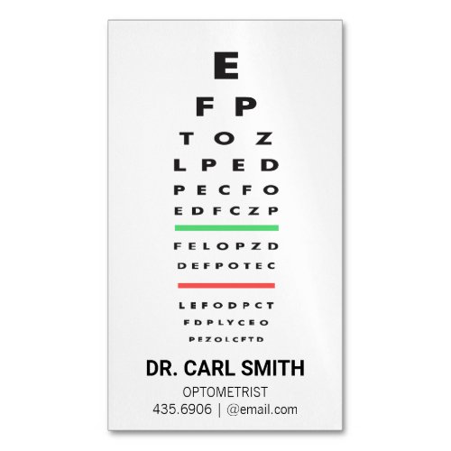 Optometrist  Doctor  Eye Exam Chart Business Card Magnet