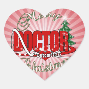 OPTOMETRIST DOCTOR MERRY CHRISTMAS HEART STICKER