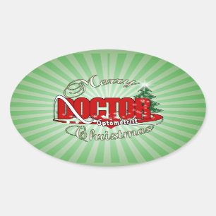 OPTOMETRIST DOCTOR MERRY CHRISTMAS OVAL STICKER