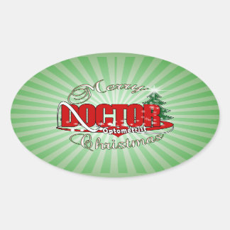 OPTOMETRIST DOCTOR MERRY CHRISTMAS OVAL STICKER