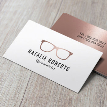 Optometrist Elegant Rose Gold Eye Glasses  Business Card by cardfactory at Zazzle