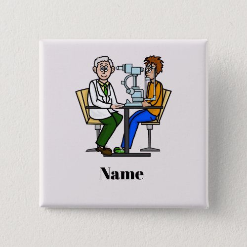 Optometrist Examining Patient Name Button