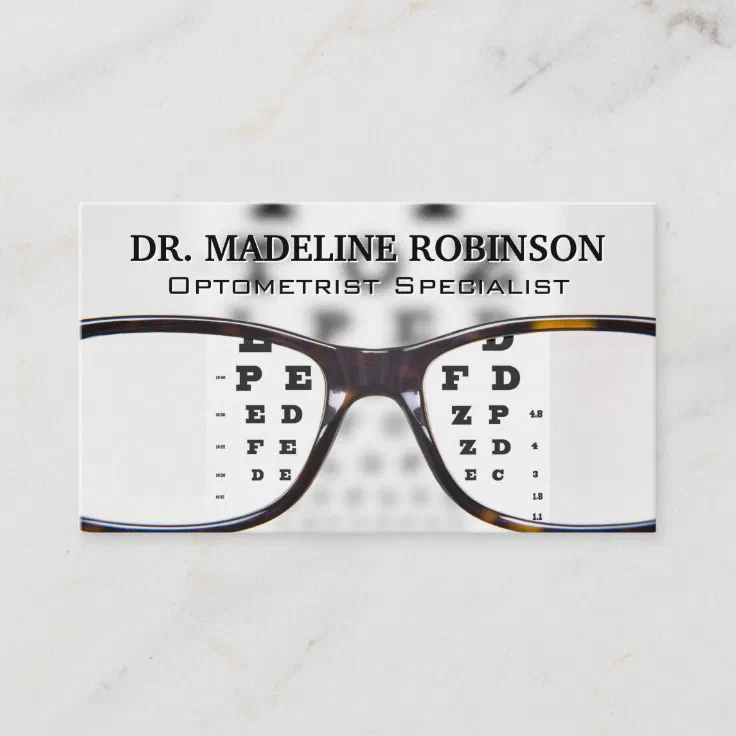 Optometrist Eye Chart and Glasses Appointment Card Zazzle