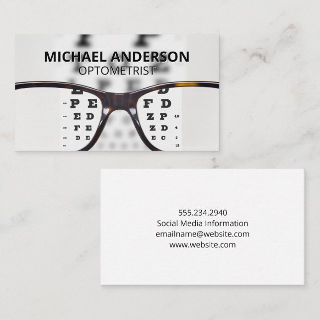 Optometrist | Eye Chart | Prescription Glasses Business Card (Front/Back)