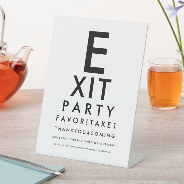 Optometrist Eye Chart Retirement Party Favor Pedestal Sign (In SItu)