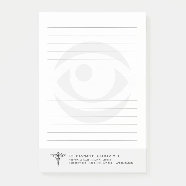 Optometrist | Eye Doctor  Customizable Lined Post-it Notes (Front)