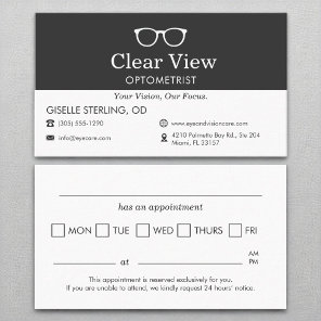 Optometrist Eye Glass Office Appointment Reminder  Business Card