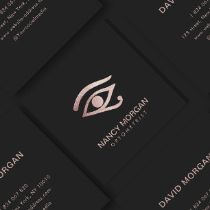Optometrist Eye Logo Rose Gold Glitter Square Business Card