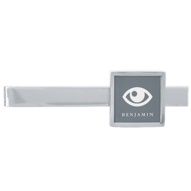 Optometrist | Eye Specialist Customized Name Silver Finish Tie Clip (Front)