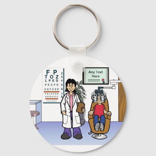 Optometrist _ Female Cartoon by PrintedPerfection Keychain