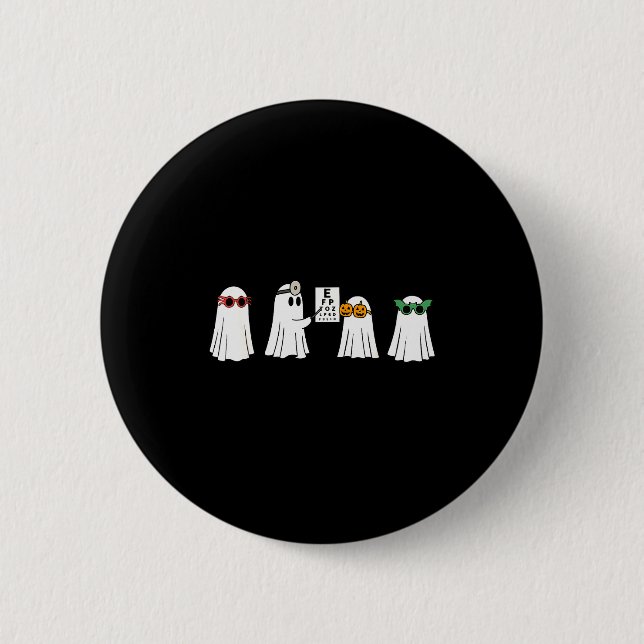Optometrist Ghost Boo Center Halloween Optician  Button (Front)