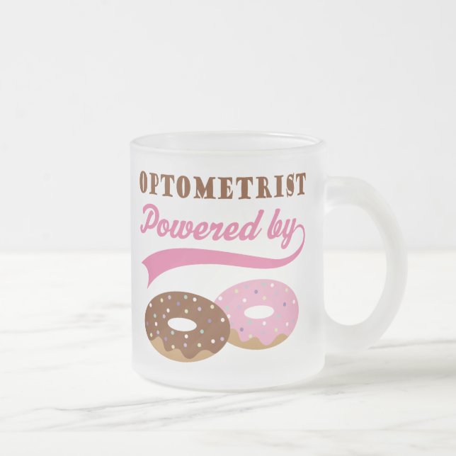 Optometrist Gift (Donuts) Frosted Glass Coffee Mug (Right)