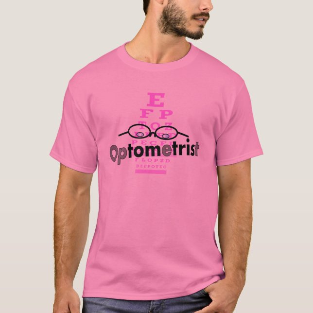 Optometrist Gifts, Eyeglasses and Eyechart Design T-Shirt (Front)