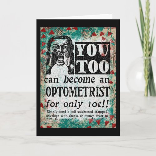 Optometrist Greeting Card _ Funny Vintage Ad