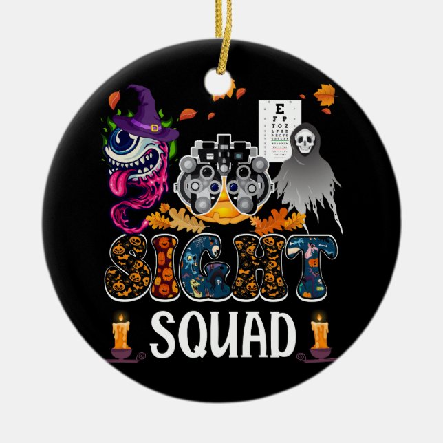 Optometrist Halloween Sight Squad Witch Pumpkin Op Ceramic Ornament (Front)