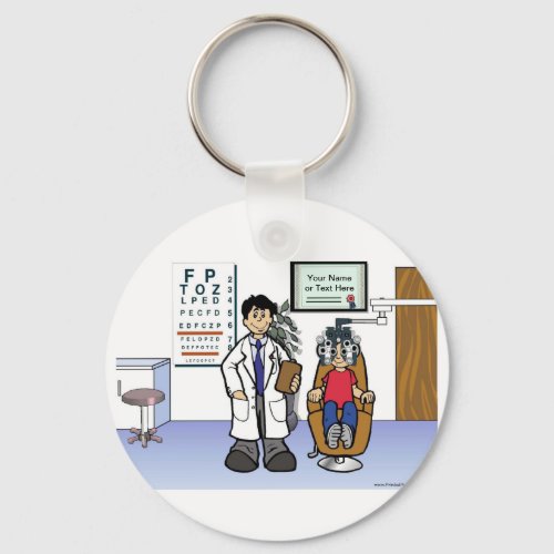 Optometrist _ Male Cartoon by PrintedPerfectionco Keychain